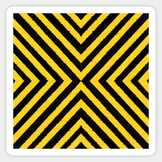 HIGHLY Visible Yellow and Black Line Kaleidoscope pattern (Seamless) 3 Sticker by Swabcraft